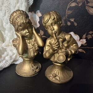 Music Statues Boy Playing Saxophone Girl Covering Ears Universal 1971 Chicago